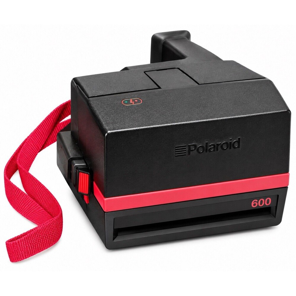 Polaroid 600 Instant Camera Black w/ Red Accent & Red Strap - 600 Model
